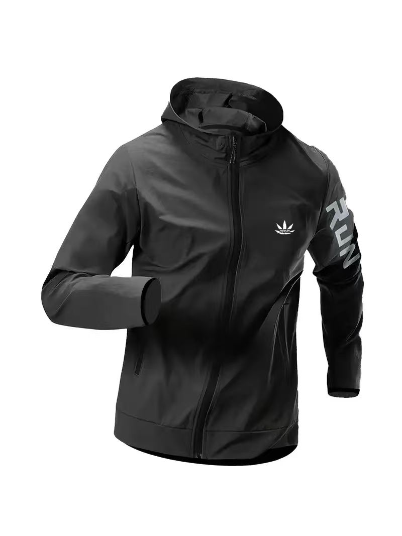 Running Gear Jacket - Męska kurtka wiatrówka z kapturem, wodoodporna,